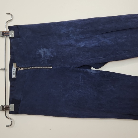 Alice+ Olivia Lambskin Blue Suede Zip Front Skinny Pants Size 00 Women - Picture 5 of 12